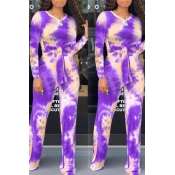 Lovely Trendy Knot Design Purple Two-piece Pants S