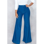 Lovely Leisure Flared Loose Blue Jeans