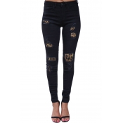 Lovely Leisure Patchwork Black Jeans