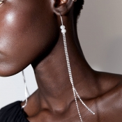 Lovely Chic Tassel Design White Alloy Earring