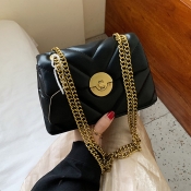 Lovely Trendy Chain Strap Black Crossbody Bag