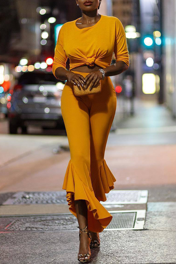 

Lovely Street Flounce Design Croci Two-piece Pants Set