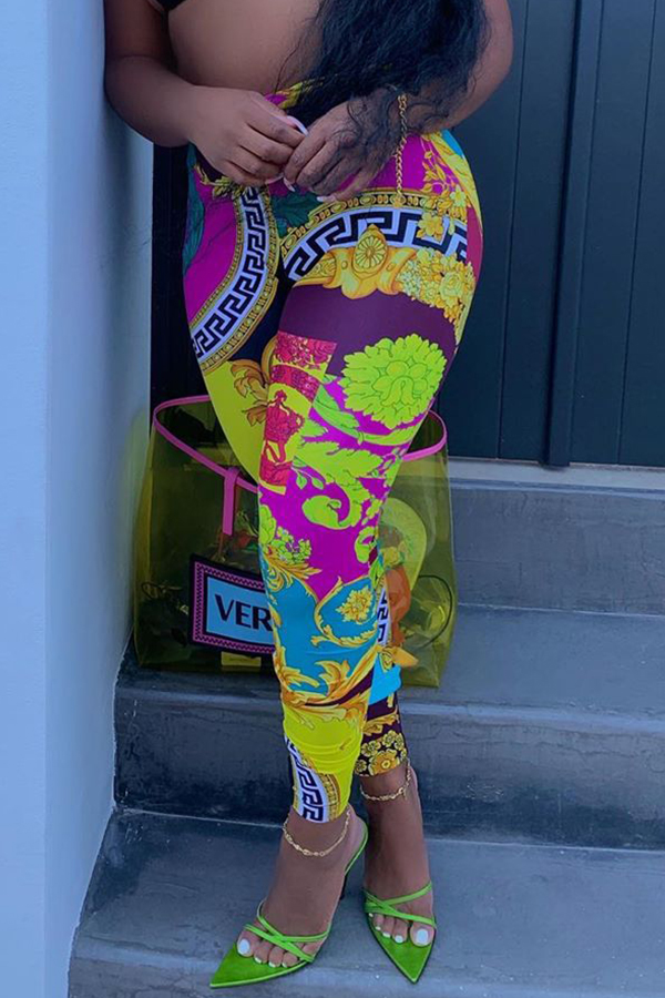 Lovely Casual Printed Purple Pants