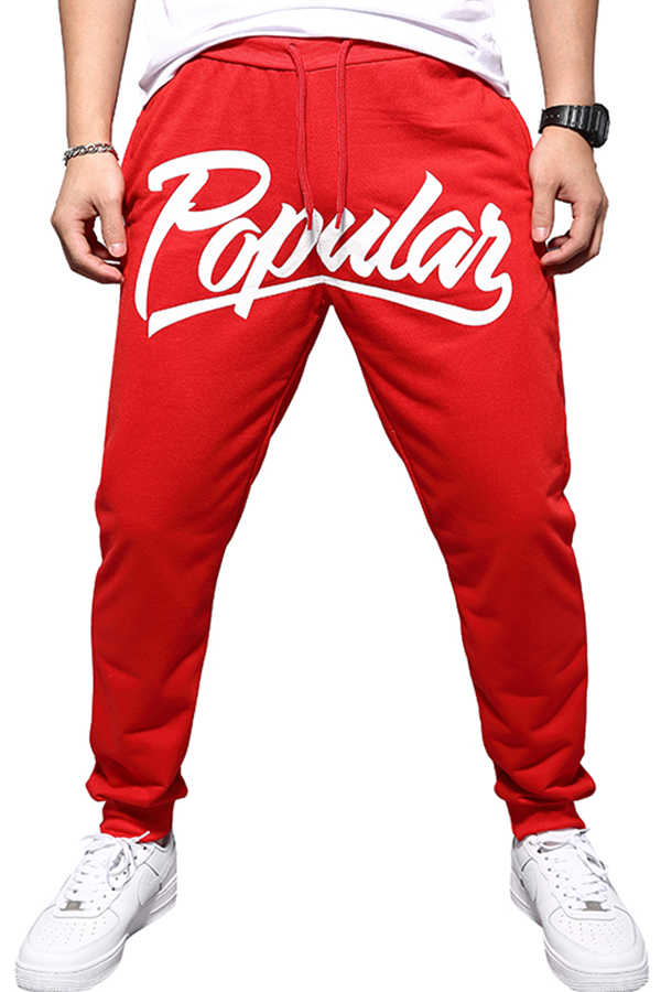 Lovely Casual Letter Printed Red Pants_Pants/Capris_Bottoms_Men Clothes ...