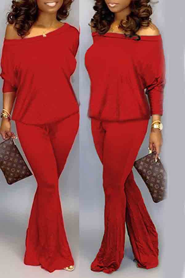 

Lovely Trendy Loose Red Two-piece Pants Set