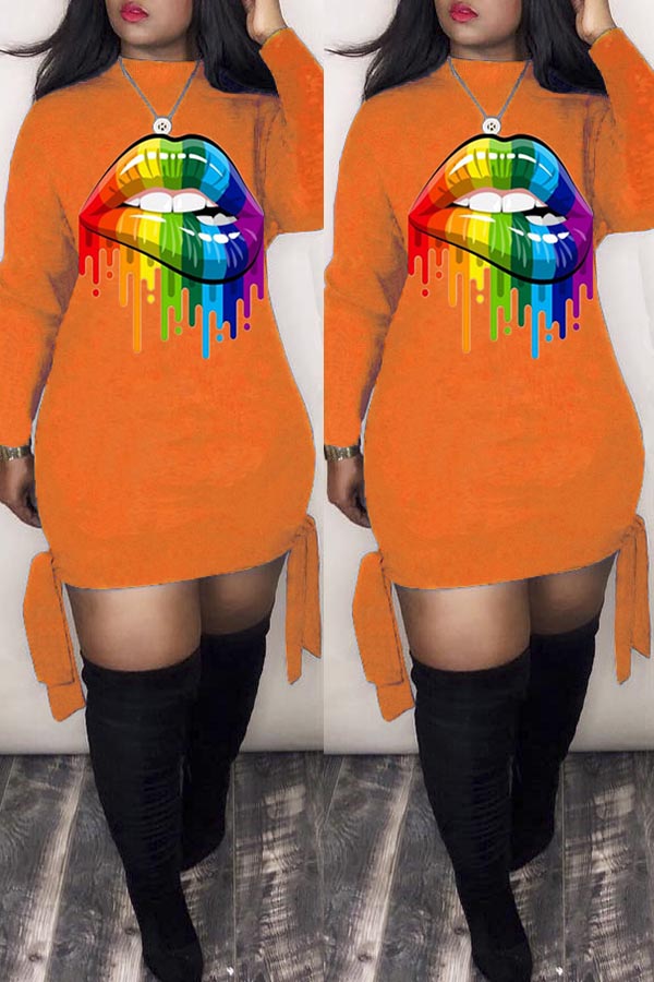 

Lovely Casual Lip Printed Croci Mini Dress
