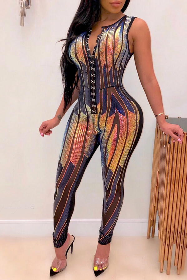 Lovely Trendy Patchwork Black One piece Jumpsuit Jumpsuit Jumpsuits 