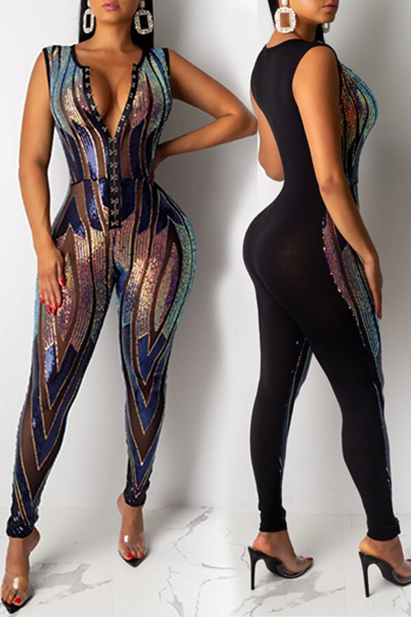 Lovely Trendy  Patchwork Black One piece Jumpsuit  Jumpsuit  