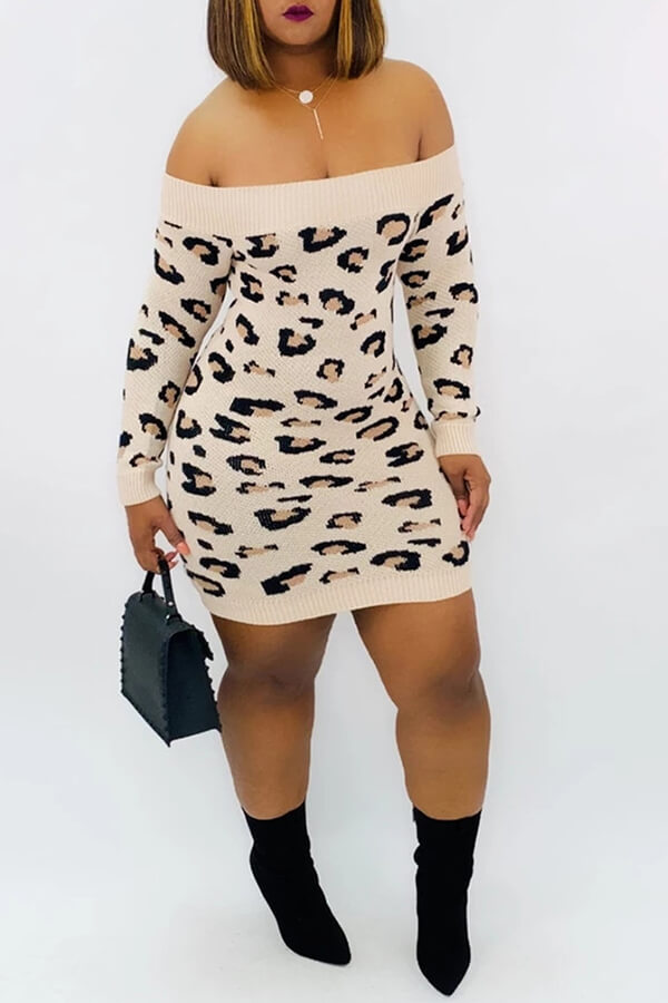 

Lovely Casual Leopard Khaki Mini Dress