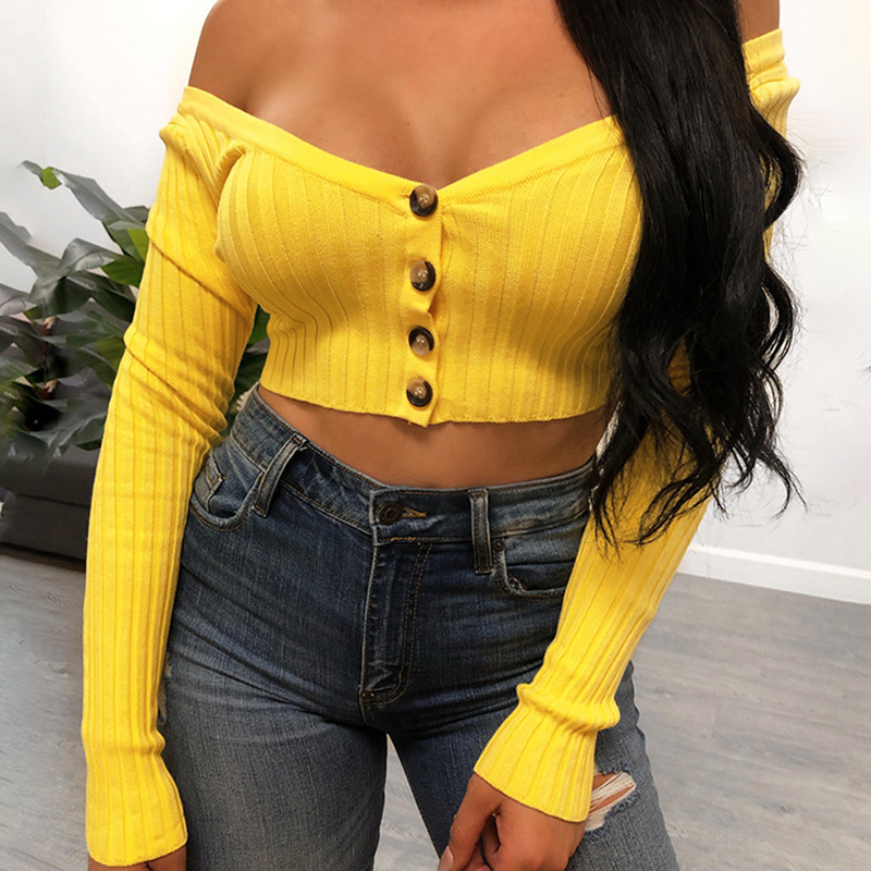 

Lovely Trendy Buttons Design Yellow Cardigan
