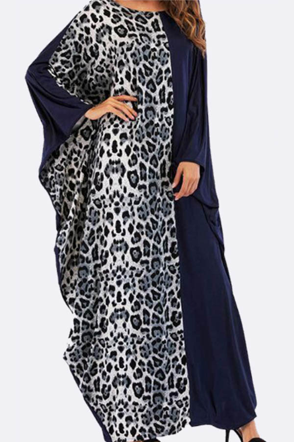 

Lovely Casual Printed Red Floor Length Plus Size Dress, Dark blue