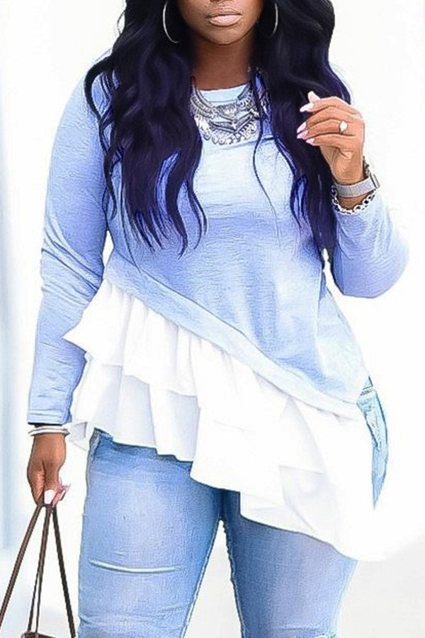 

Lovely Work Patchwork Baby Blue Blouse