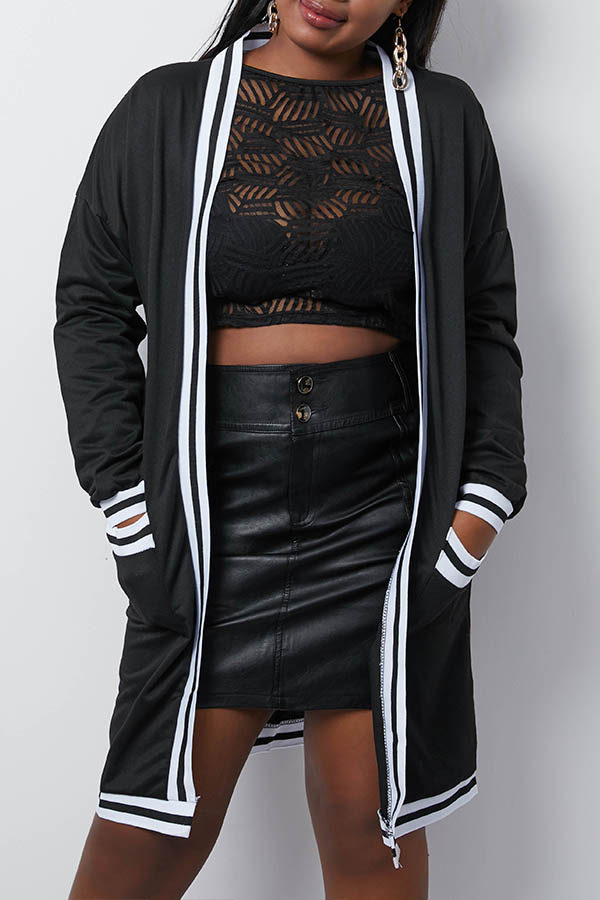 

Lovely Trendy Patchwork Black Coat