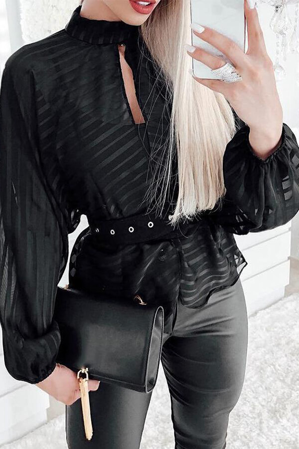 

Lovely Sexy See-through Black Blouse