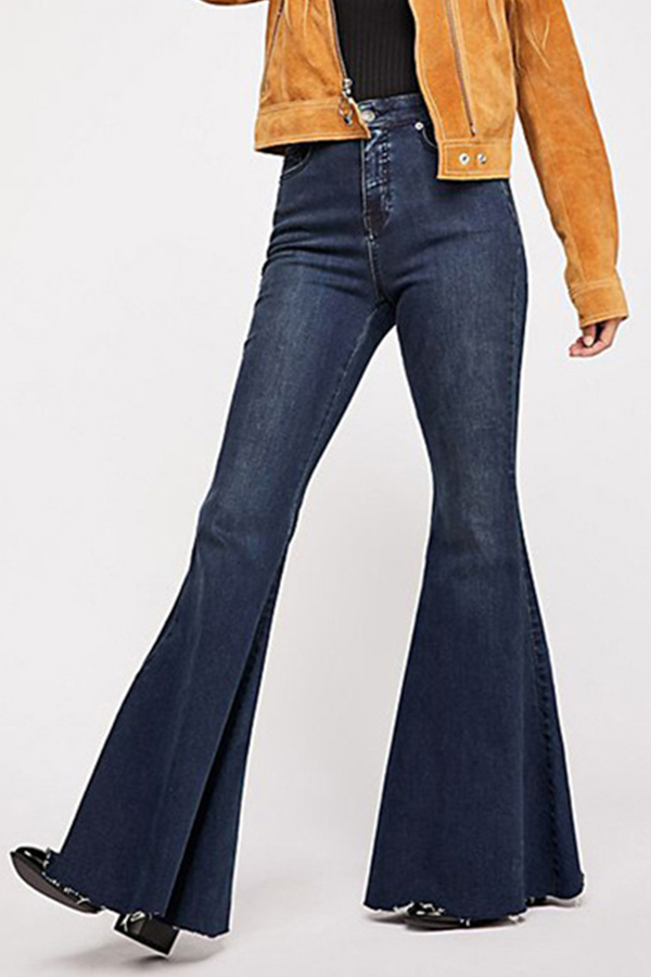 Cheap Jeans Lovely Trendy Flared Deep Blue Jeans