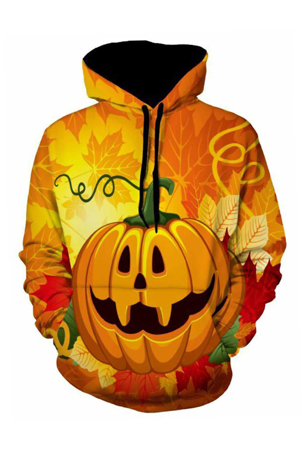 

Lovely Casual Printed Yellow Hoodie