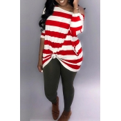 Lovely Casual Striped Red Blouse