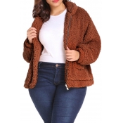 Lovely Casual Turndown Collar Zipper Design Deep C