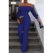 Lovely Party Patchwork Blue One-piece Jumpsuit
