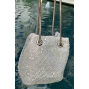 Lovely Trendy Chain Strap Silver Crossbody Bag