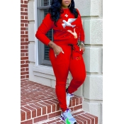 Lovely Casual Embroidered Design Red Two-piece Pan