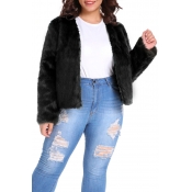 Lovely Casual Black Plus Size Coat