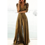 Lovely Party Loose Gold One-piece Jumpsuit