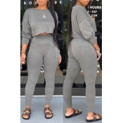 Lovely Casual Basic Grey Two-piece Pants Set
