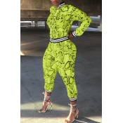 Lovely Casual Patchwork Snakeskin Printed Grass Gr