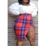 Lovely Casual Drawstring Red Plus Size Two-piece S