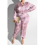 Lovely Casual Printed Purple Plus Size One-piece J