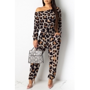 Lovely Casual Leopard Printed One-piece Jumpsuit