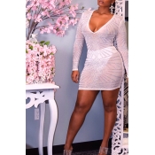 Lovely Sexy See-through White Mini Dress(Without L