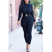 Lovely Casual Skinny Black One-piece Jumpsuit(With