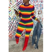 Lovely Chic Striped Skinny Multicolor One-piece Ju