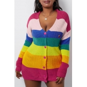 Lovely Casual Patchwork Multicolor Cardigan