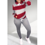 Lovely Casual Patchwork Grey Plus Size Two-piece P