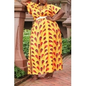 Lovely Bohemian Printed Side Split Croci Floor Len