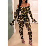 LW SXY See-through Printed Black Two-piece Pants S