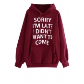 Lovely Casual Letter Printed Wine Red Sweatshirt H