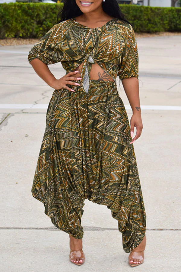 

Lovely Casual Printed Multicolor Two-piece Pants Set, Multi