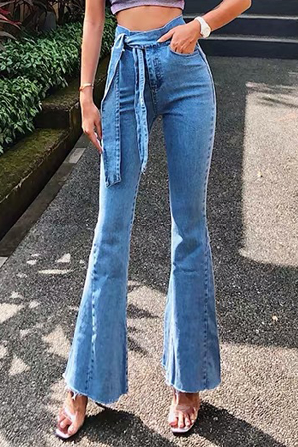 

Lovely Work Lace-up Blue Jeans