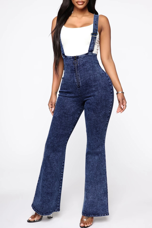 Cheap Jumpsuit Lovely Casual Flared Deep Blue One-piece Jumpsuit