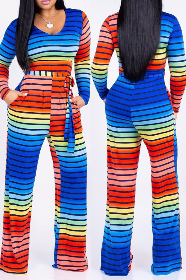 

Lovely Casual Striped Multicolor One-piece Jumpsuit, Multicolor mstn