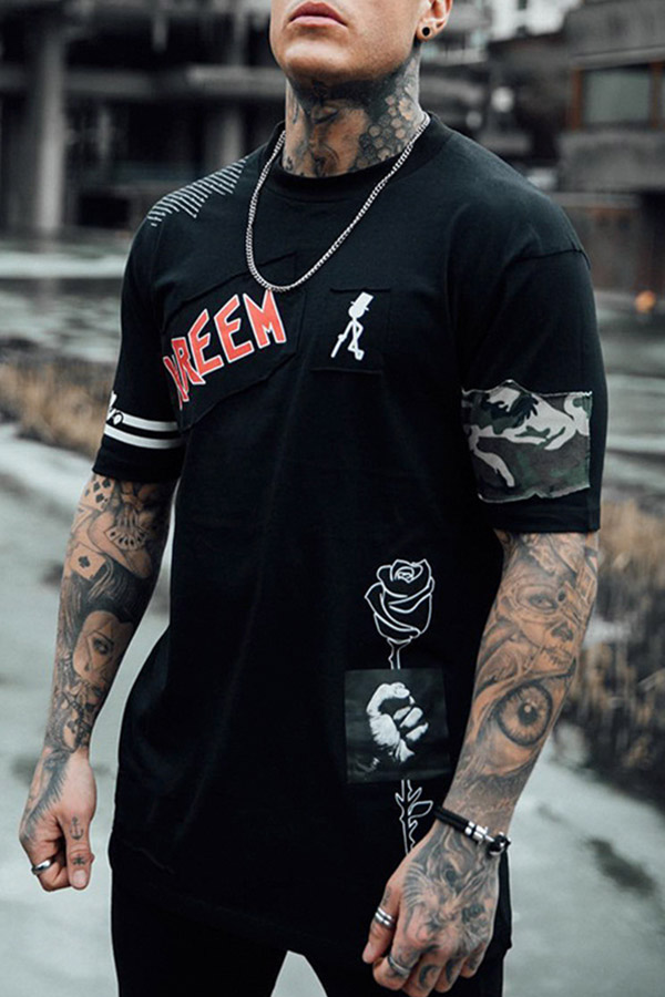 Lovely Street Printed Black T-shirt