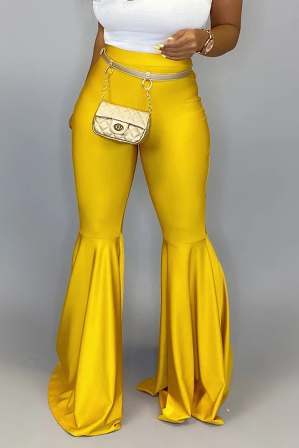 Lovely Casual Flared Yellow Pants