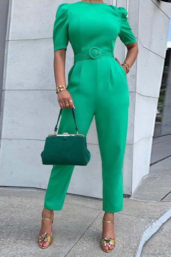 

Lovely Trendy Basic Green One-piece Jumpsuit