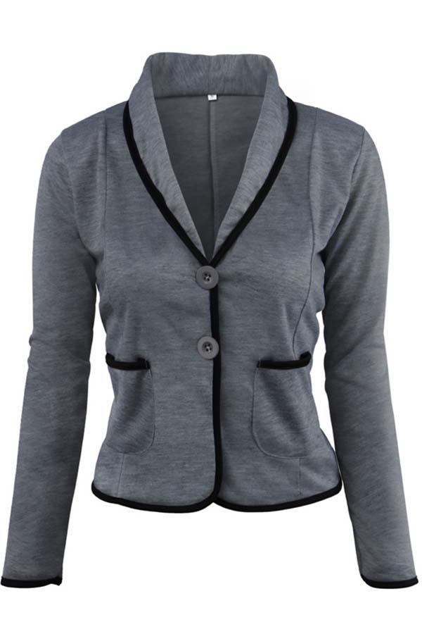 

Lovely Work Buttons Short Dark Grey Coat