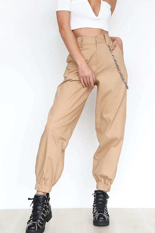 

Lovely Casual Basic Khaki Pants