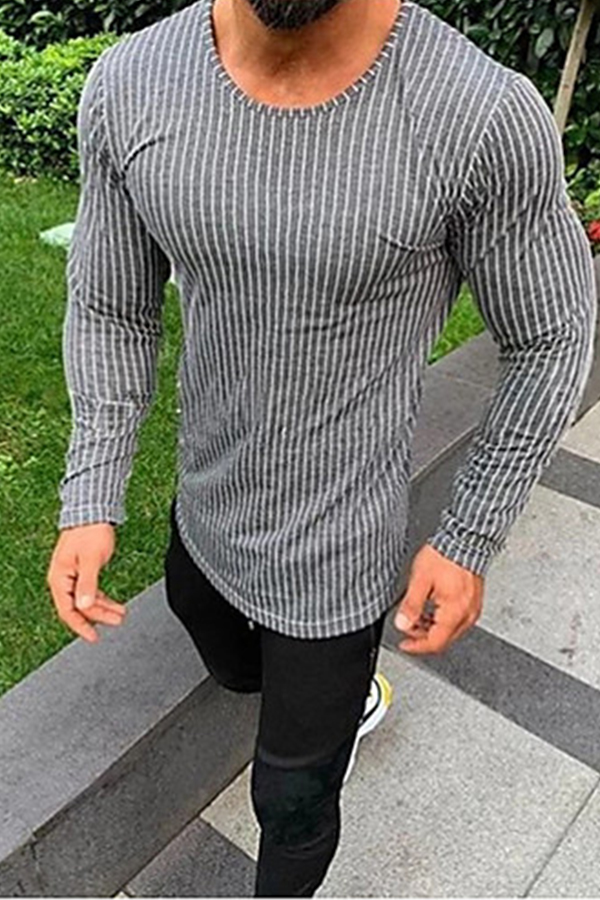 Cheap T-shirt Lovely Casual Striped Grey T-shirt